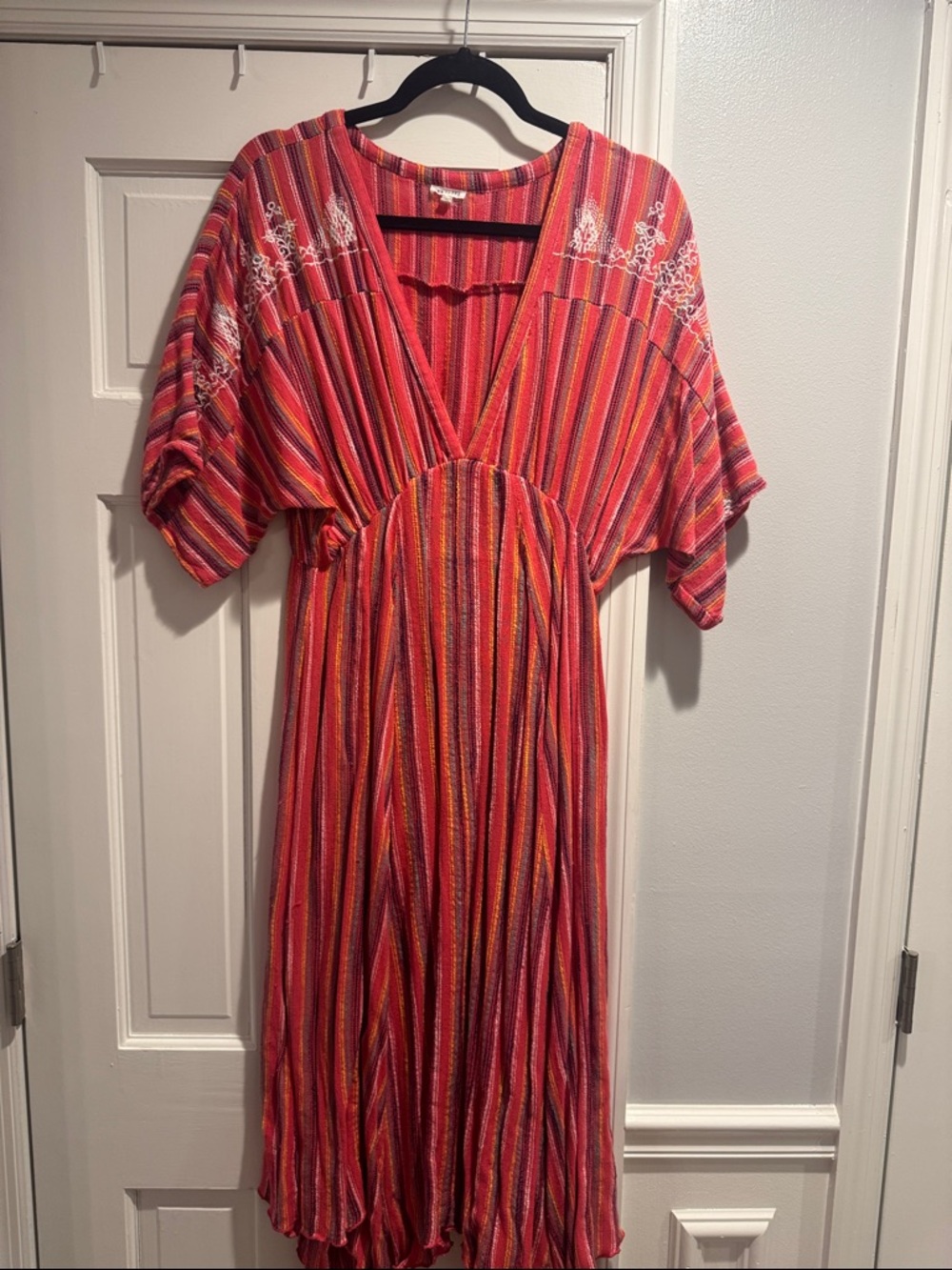 En Creme Red Multicolor Striped Maxi Dress